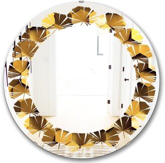 Designart 'Golden Honeycomb Wall Texture' Printed Modern Round or Oval Wall Mirror - Leaves