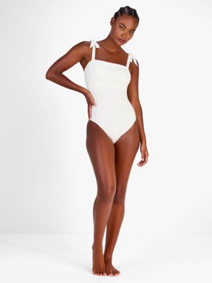 Shirred Square Neck One-Piece