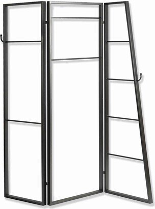 Modern Style 3 Panel Metal Screen with Hooks and Rod Hangings - 72 H x 1 W x 65 L Inches