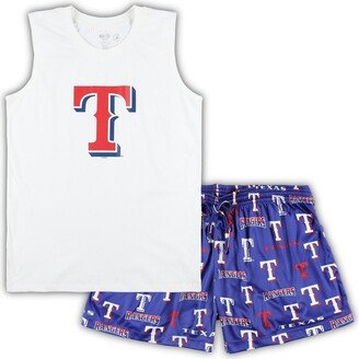 Women's Concepts Sport White, Royal Texas Rangers Plus Size Tank Top and Shorts Sleep Set - White, Royal