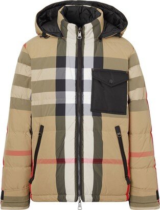 Reversible Exaggerated check padded jacket