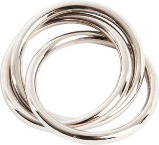 Saro Lifestyle Three Rings Design Napkin Rings (Set of 4), Silver