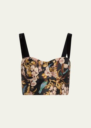 Claudine Floral Jacquard Crop Top