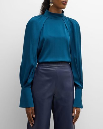 Sandrah High-Neck Silk Blouse-AB