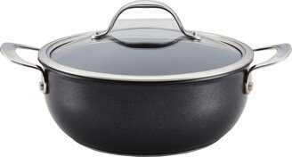 X Hybrid Nonstick Aluminum Nonstick Casserole Pan With Lid, 4-Quart, Super Dark Gray