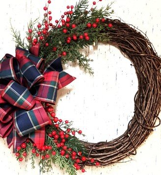 Christmas Wreaths For Front Door, Large Wreath, Winter & Gold Ornament Wreath, Holiday Wreath