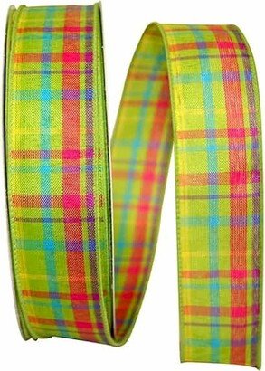 Lime Breezeway Plaid Wired Ribbon