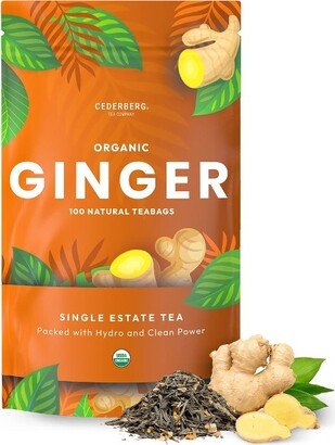 Cederberg Tea Company Ginger Herbal Tea, USDA Organic, Non-GMO, Eco-Friendly and Caffeine Free - 100 Compostable Tea Bags