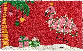 Entryways Christmas Flamingo Coir Doormat