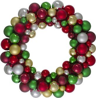 Northern Lights Northlight Traditional Colored 2-Finish Shatterproof Ball Christmas Wreath 36-In Unlit
