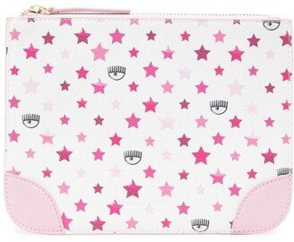 Star-Print Faux Leather Pouch