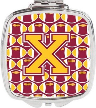 CJ1081-XSCM Letter X Football Maroon & Gold Compact Mirror