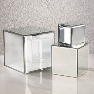 Square Glass Mirrored Riser Pedestals