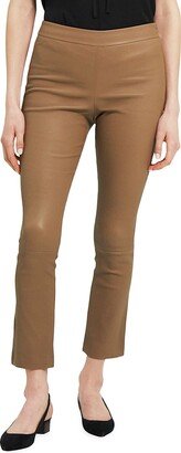 Leather Slim Kick Crop Pants