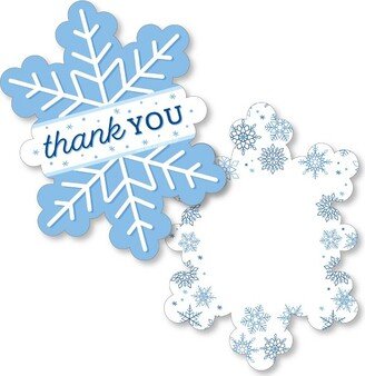 Big Dot of Happiness Blue Snowflakes - Shaped Thank You Cards - Winter Holiday Party Thank You Note Cards with Envelopes - Set of 12