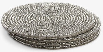 Silver Round Metallic Beaded Coasters set of Four