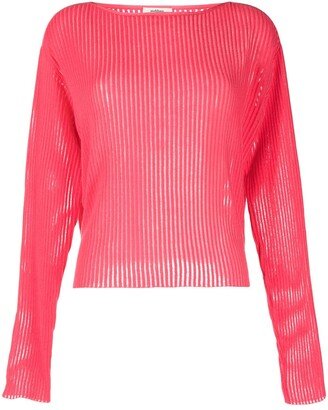 Ribbed-Knit Long-Sleeved Sweatshirt