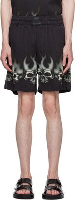 Black Printed Shorts