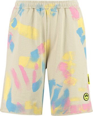 Painterly Printed Frayed Hem Bermuda Shorts