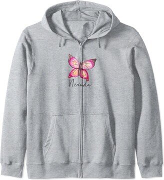 Mamaknows Nevada Nevada BOHO Butterfly Artsy Bohemian Chic Whimsy Zip Hoodie