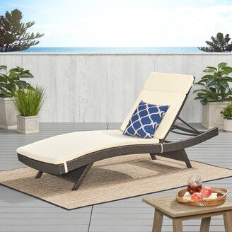 Toscana Outdoor Brown Wicker Adjustable Chaise Lounge with Cushion