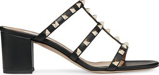 Rockstud Calfskin Leather Slide Sandals 60MM