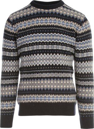 Pattern Jacquard Crewneck Sweater
