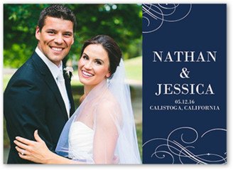 Wedding Announcements: Simple Flourish Wedding Announcement, Blue, Signature Smooth Cardstock, Square