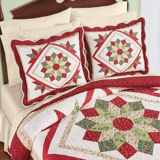 Collections Etc Center Floral Medallion Scalloped Edge Pillow Sham