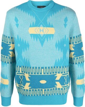 Icon jacquard-knit virgin wool jumper