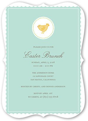 Easter Invitations: Chique Chick Easter Invitation, Blue, Matte, Signature Smooth Cardstock, Bracket