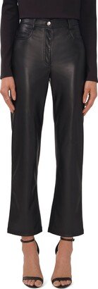 Straight Leg Faux Leather Pants-AA