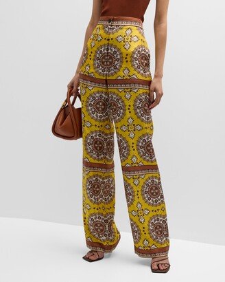 Germain Printed Silk Wide-Leg Pants