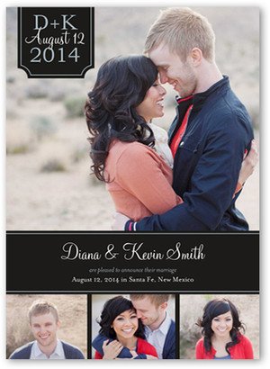 Wedding Announcements: Elegant Tag Wedding Announcement, Black, Matte, Signature Smooth Cardstock, Square