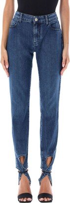 Cut-Out Detailed Straight Leg Jeans