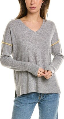 Piped Easy V-Neck Cashmere Sweater