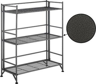 32.5 Extra Storage 3 Tier Wide Folding Metal Shelf Speckled Gray - Breighton Home