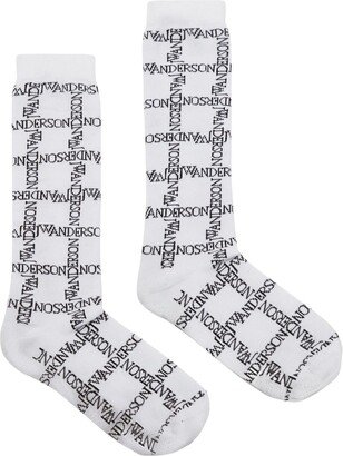 Logo Grid-Print Socks-AB