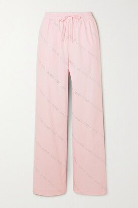 Net Sustain Crystal-embellished Organic Cotton-poplin Wide-leg Pants - Pink