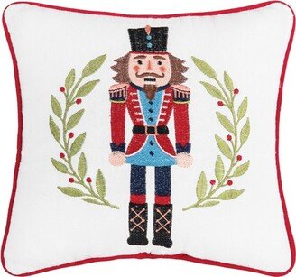 Nutcracker Wreath Embroidered Throw Pillow