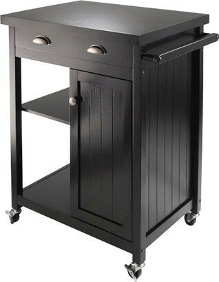 Timber Kitchen Cart with Wainscoting Panel Wood/Black