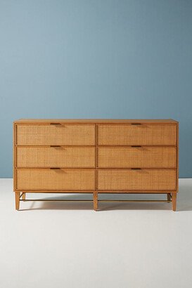 Wallace Cane and Oak Six-Drawer Dresser