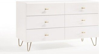 51 White Manufactured Wood Six Drawer Double Dresser