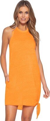 Beach Date High Neck Dress Cover-Up (Orange Burgundy) Women's Swimwear