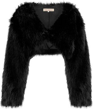 Martini Cropped Faux fur Jacket - Black - L (UK16-UK18 / L)