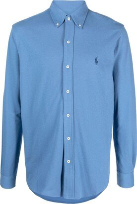 Horseferry-embroidered cotton shirt