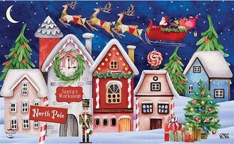 North Pole Magic Christmas Doormat Santa Sleigh Reindeer 30 x 18 Briarwood Lane