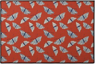 Door Mats: Moths - Rust Door Mat, Red