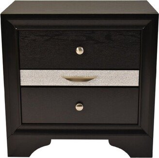 Simplie Fun Traditional Matrix 2 Drawer Nightstand In Black Color made with Wood