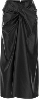 Knot-Detailed Zipped Midi Skirt